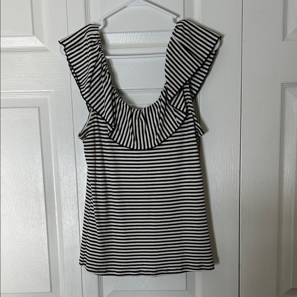 Striped Black and White Women's off the shoulder Top
